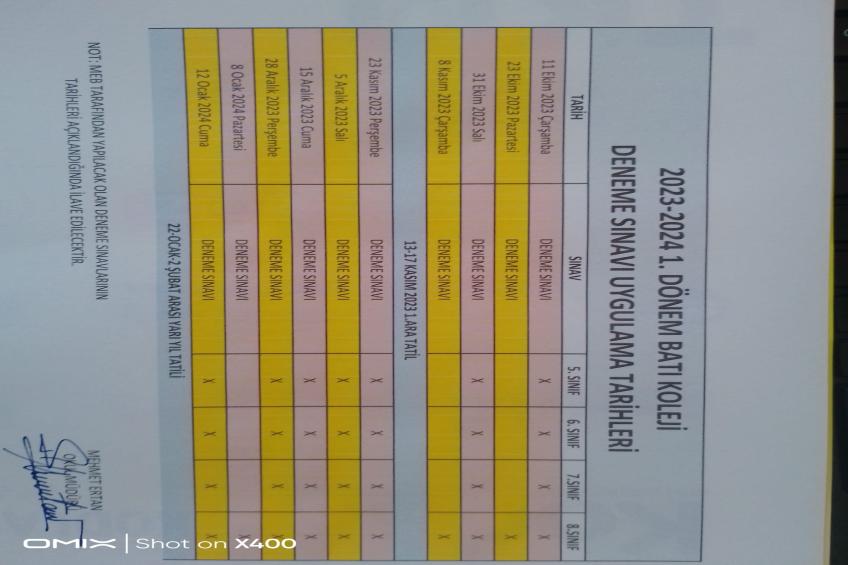 2023-2024 1.DÖNEM EĞİTİM ÖĞRETİM DÖNEMİ DENEME TAKVİMİMİZ